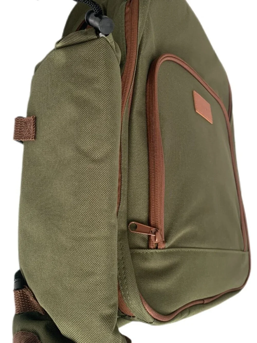 Ciroa Day Out Essentials Picnic Backpack Green Brown Trim Insulated Outdoor Set